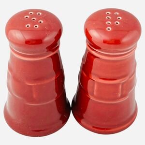 Longaberger Paprika Red Ceramic Salt and Pepper Shaker Set Woven Traditions